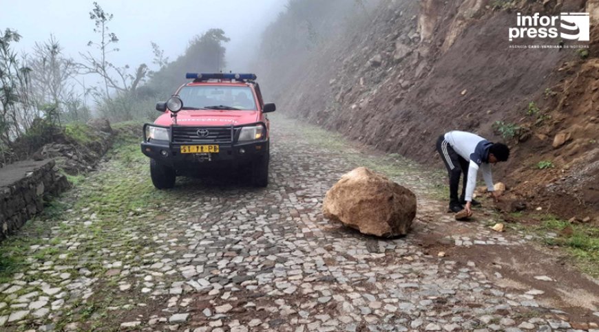 Brava: Queda de pedras e desabamento de muro de protecção são primeiras marcas da chuva