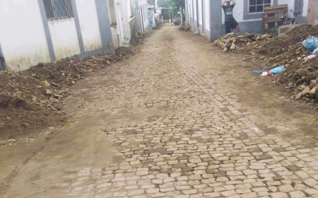 Rua da Cultura e Rua em Pé da Rocha, em Nova Sintra, emergem limpas após chuvas torrenciais