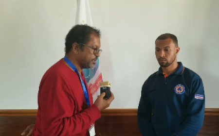 Treinador e coordenador Helder Brito celebra desempenho brilhante da equipa de natação da Brava