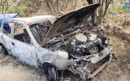 Brava: Carro totalmente destruído depois de incendiado por indivíduo não identificado